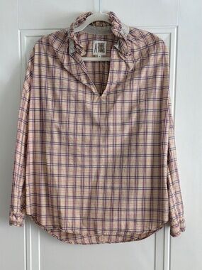 A Shirt Thing Plaid Pullover Shirt - Cream & Pink